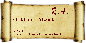 Rittinger Albert névjegykártya